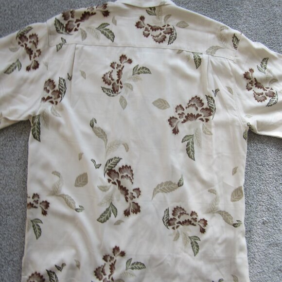 Tommy Bahama Mens Sz Large Leaf Print Tropical Silk Shirt - Picture 13 of 13